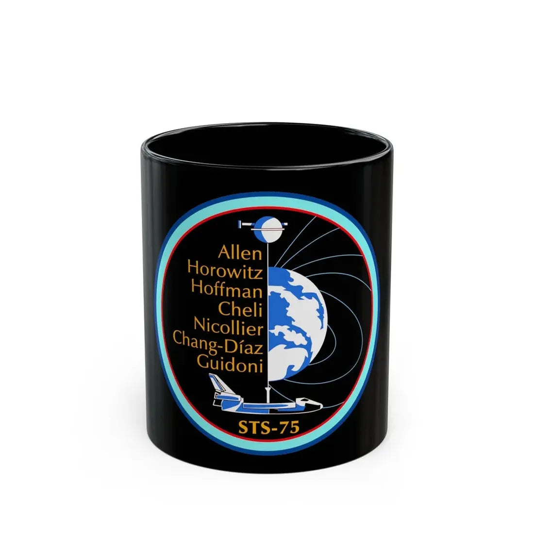STS 75 (NASA) Black Coffee Mug 11oz - Go Mug Yourself