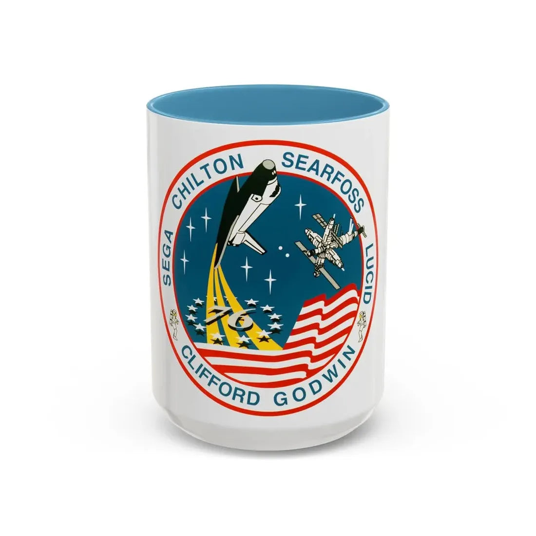 STS 76 (NASA) Accent Coffee Mug 15oz Light Blue - Go Mug Yourself