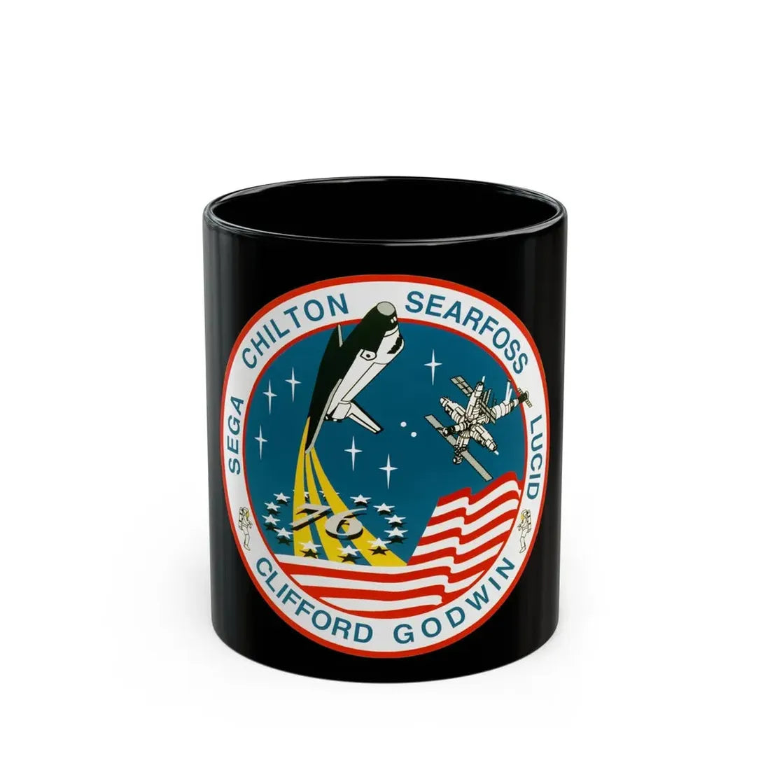 STS 76 (NASA) Black Coffee Mug 11oz - Go Mug Yourself