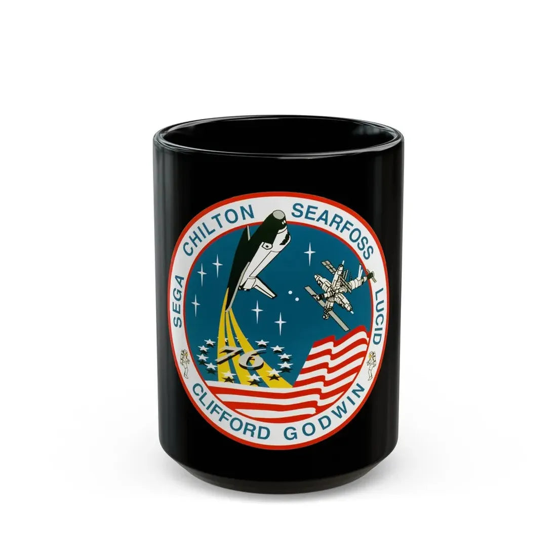 STS 76 (NASA) Black Coffee Mug 15oz - Go Mug Yourself