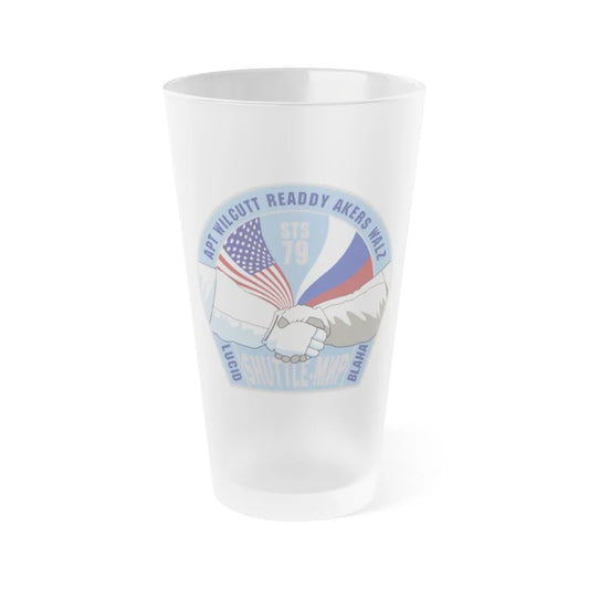 STS 79 (NASA) Frosted Pint Glass 16oz-Go Mug Yourself