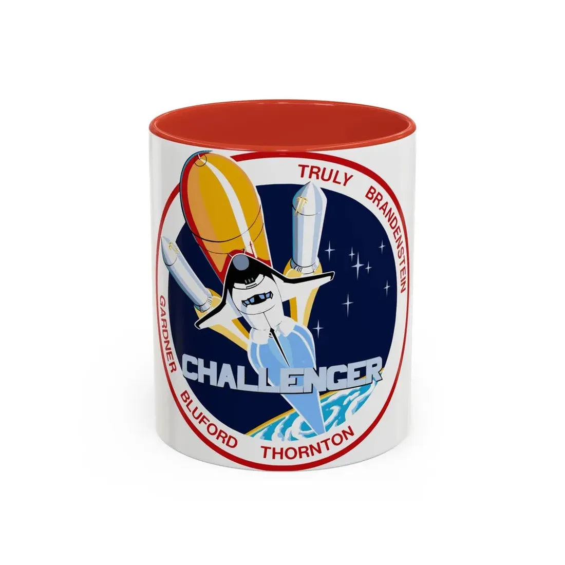 STS 8 (NASA) Accent Coffee Mug 11oz Red - Go Mug Yourself