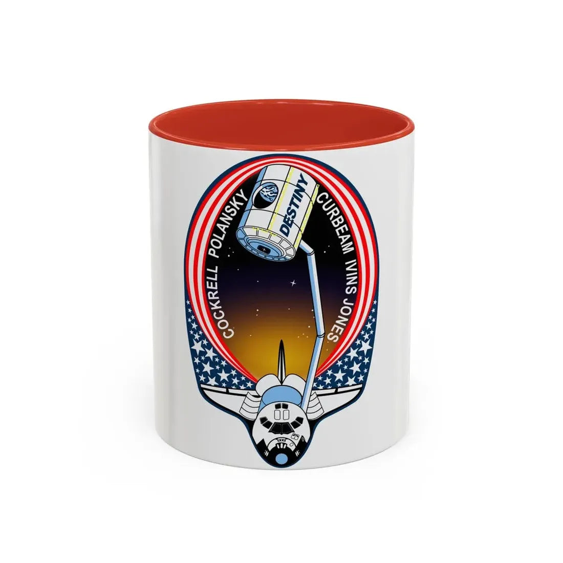STS 98 (NASA) Accent Coffee Mug 11oz Red - Go Mug Yourself