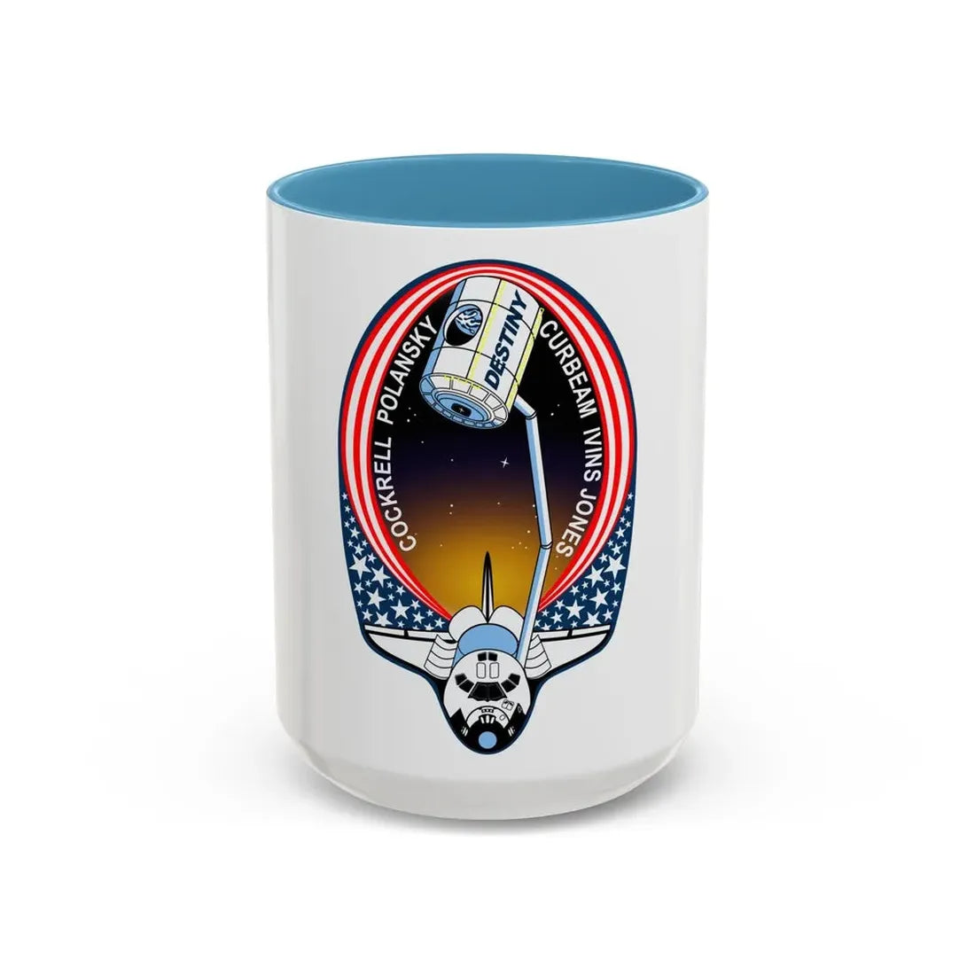 STS 98 (NASA) Accent Coffee Mug 15oz Light Blue - Go Mug Yourself