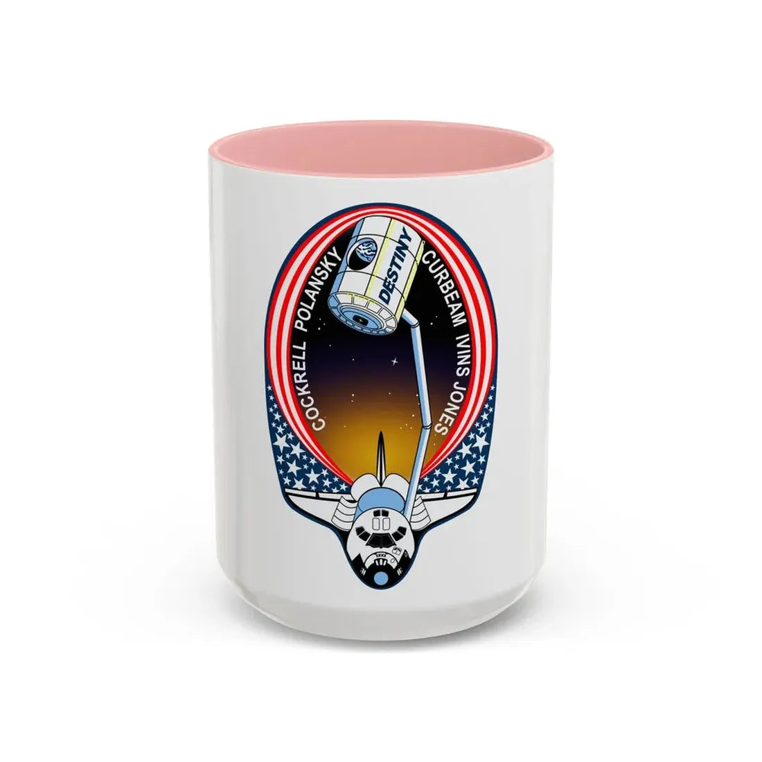 STS 98 (NASA) Accent Coffee Mug 15oz Pink - Go Mug Yourself