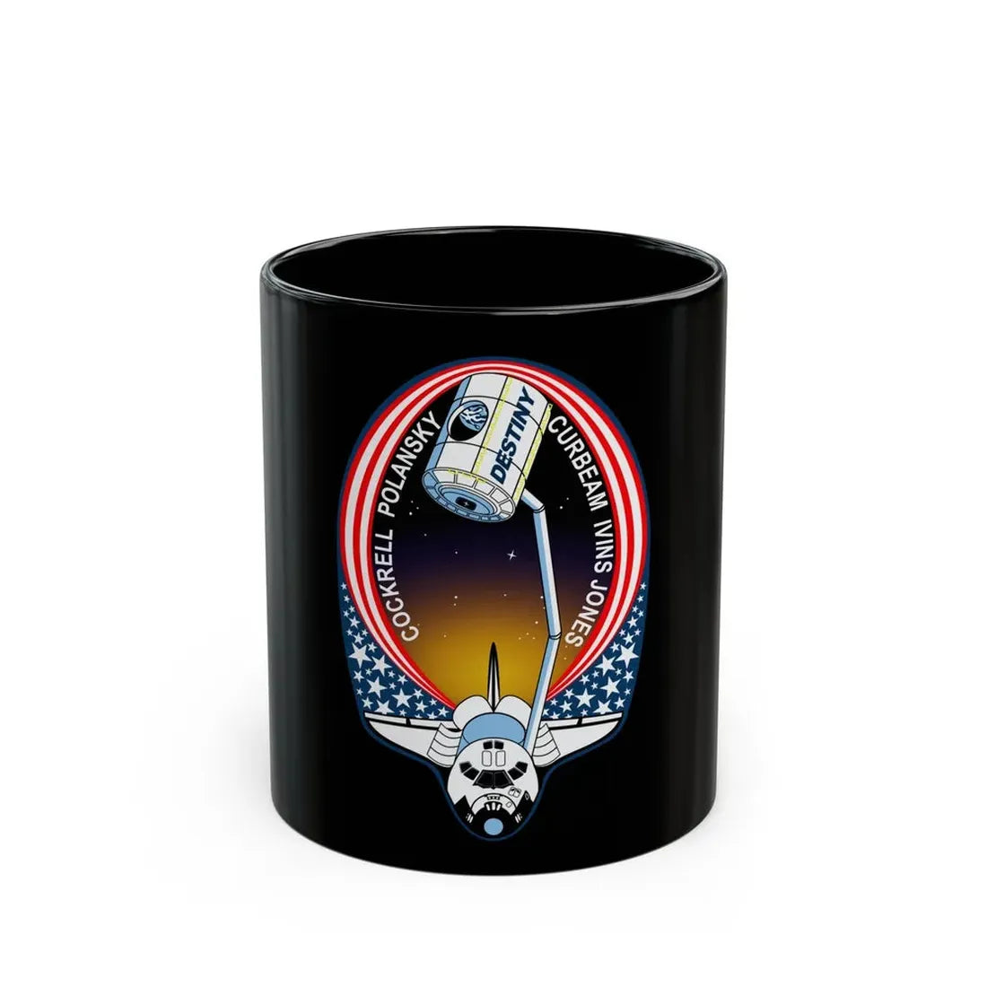 STS 98 (NASA) Black Coffee Mug 11oz - Go Mug Yourself