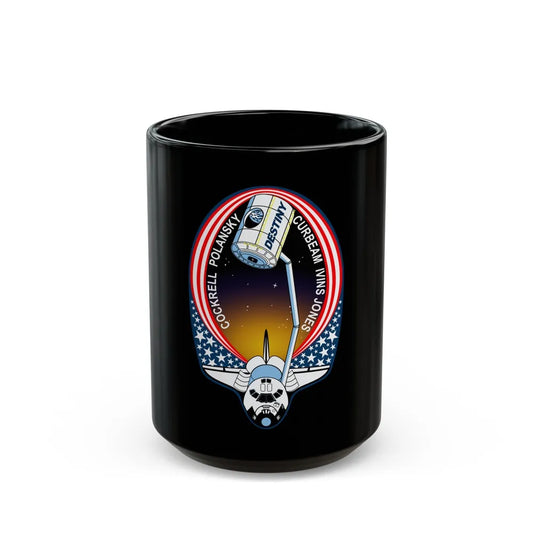 STS 98 (NASA) Black Coffee Mug-15oz-Go Mug Yourself