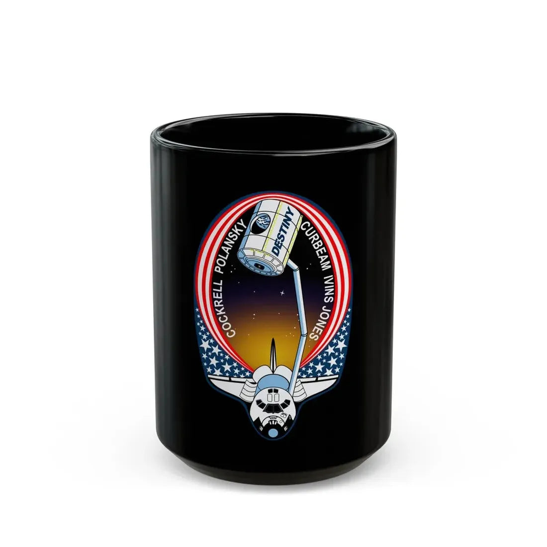 STS 98 (NASA) Black Coffee Mug 15oz - Go Mug Yourself