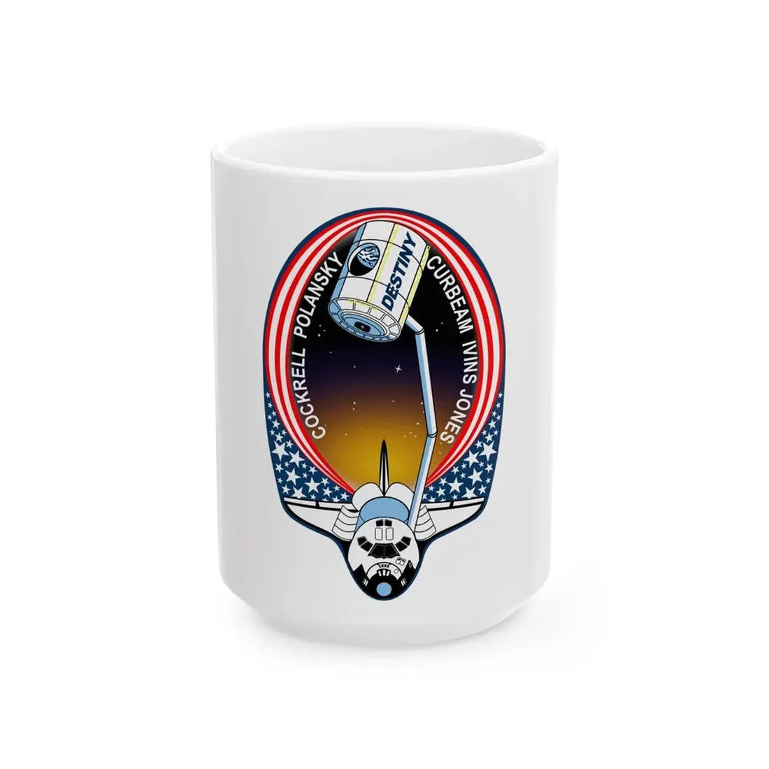 STS 98 (NASA) White Coffee Mug 15oz - Go Mug Yourself