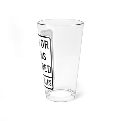 STUDS OR CHAINS REQUIRED MUTCD-AK R12-108 open text (Alaska) (Road Sign) Pint Glass 16oz - Go Mug Yourself