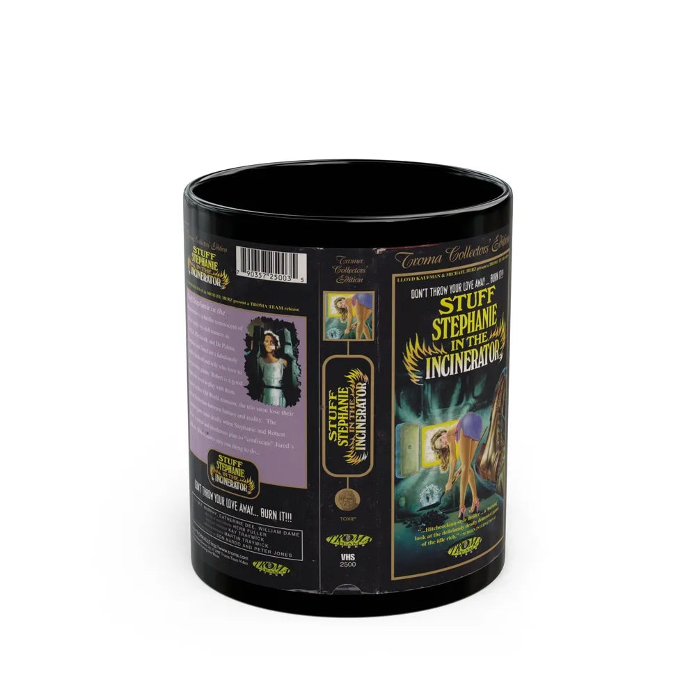 STUFF STEPHANIE IN THE INCINERATOR TROMA (VHS COVER) - Black Coffee Mug-11oz-Go Mug Yourself