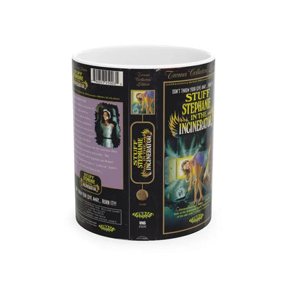 STUFF STEPHANIE IN THE INCINERATOR TROMA (VHS COVER) - White Coffee Mug 11oz - Go Mug Yourself