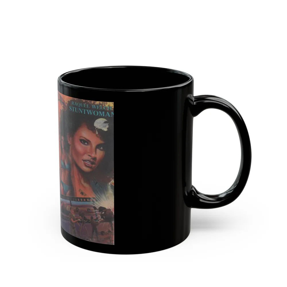 STUNT WOMAN RAQUEL WELCH (VHS COVER) - Black Coffee Mug-Go Mug Yourself