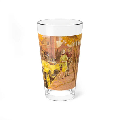 Stutz Bearcat Goes to College, Great Moments in Early American Motoring (Magazine Illustration) Pint Glass 16oz 16oz - Go Mug Yourself