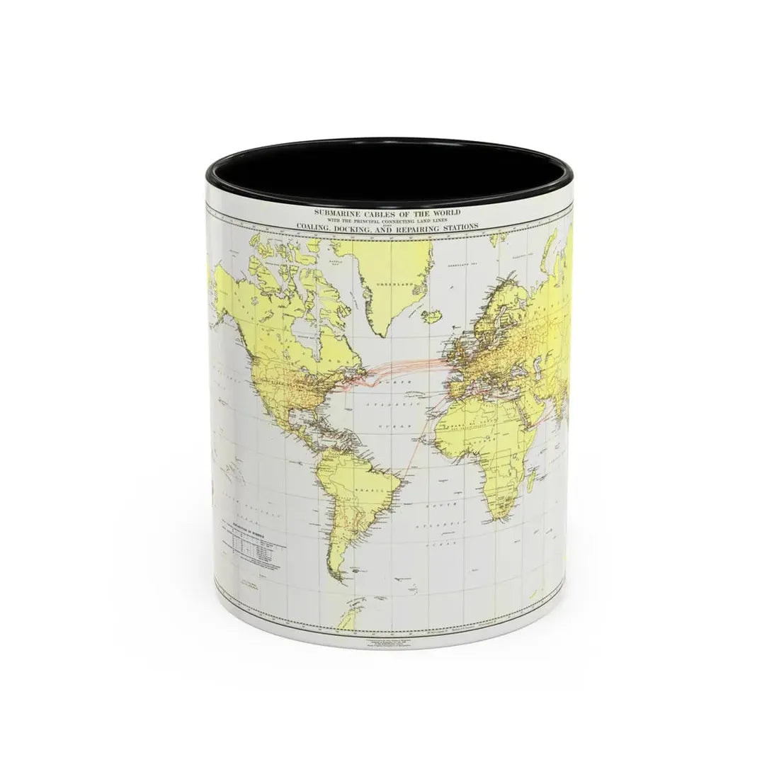 Submarine Cables of the World (1896) (Map) Accent Coffee Mug 11oz Black - Go Mug Yourself