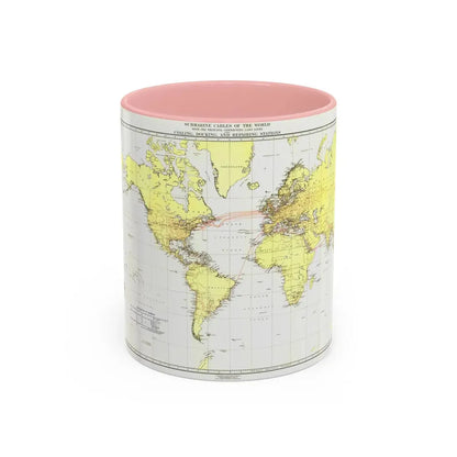 Submarine Cables of the World (1896) (Map) Accent Coffee Mug 11oz Pink - Go Mug Yourself