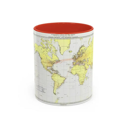 Submarine Cables of the World (1896) (Map) Accent Coffee Mug 11oz Red - Go Mug Yourself