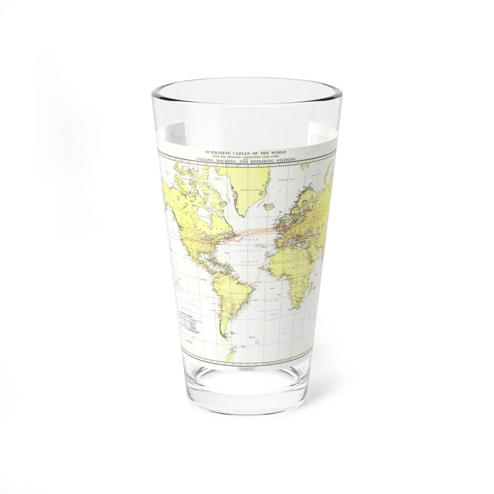 Submarine Cables of the World (1896) (Map) Pint Glass 16oz-16oz-Go Mug Yourself