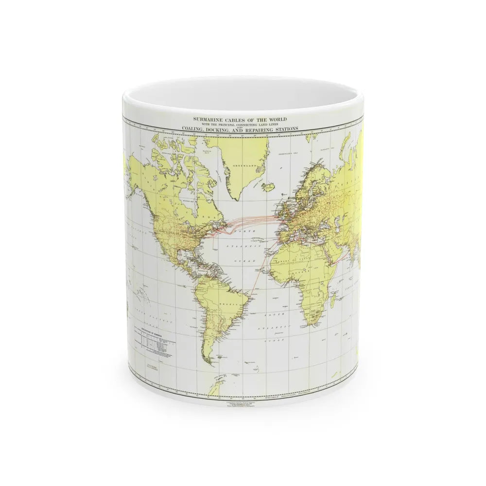 Submarine Cables of the World (1896) (Map) White Coffee Mug-11oz-Go Mug Yourself