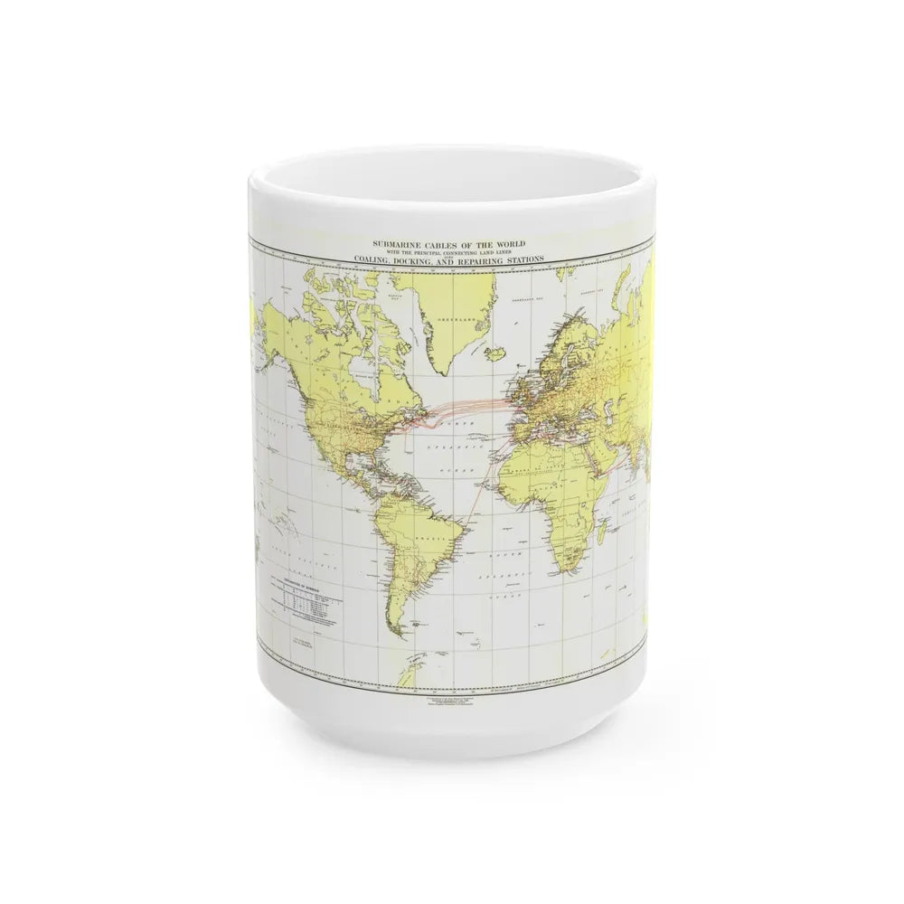 Submarine Cables of the World (1896) (Map) White Coffee Mug-15oz-Go Mug Yourself