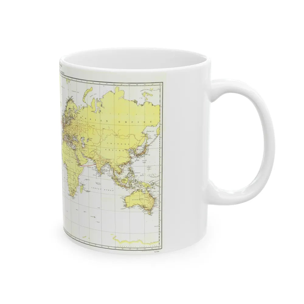 Submarine Cables of the World (1896) (Map) White Coffee Mug-Go Mug Yourself