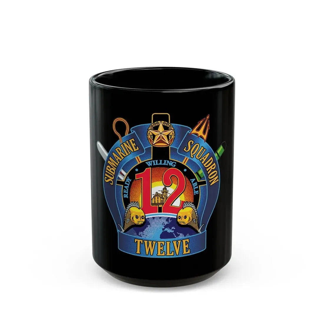 Submarine Squadron 12 (U.S. Navy) Black Coffee Mug 15oz - Go Mug Yourself