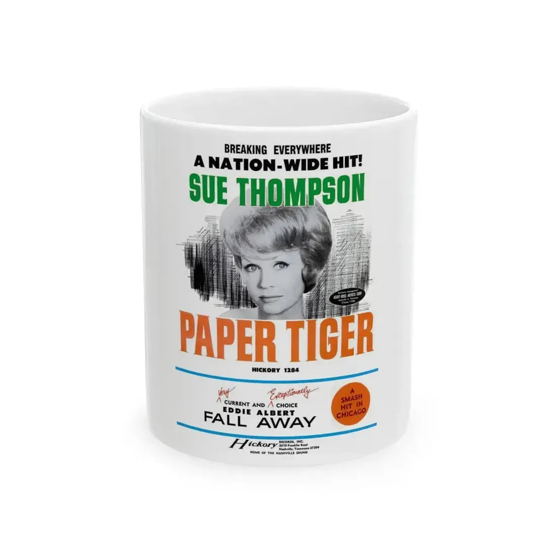 Sue Thompson 1964 (Music Poster) White Coffee Mug 11oz - Go Mug Yourself