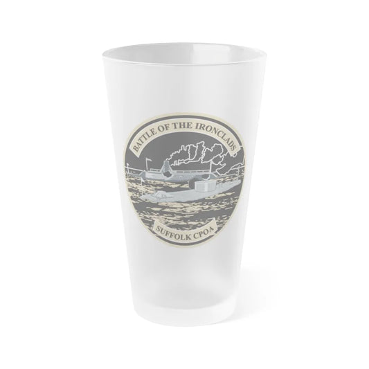 Suffolk Battle of the Iron Clads (U.S. Navy) Frosted Pint Glass 16oz-Go Mug Yourself