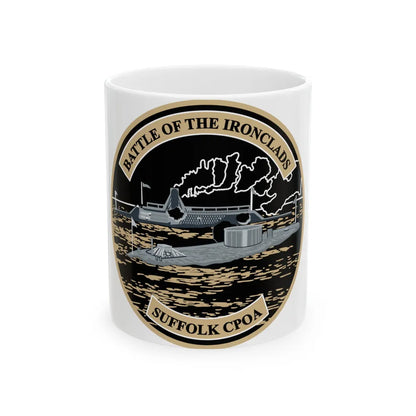 Suffolk Battle of the Iron Clads (U.S. Navy) White Coffee Mug-11oz-Go Mug Yourself