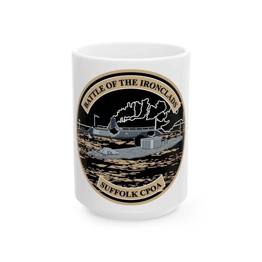 Suffolk Battle of the Iron Clads (U.S. Navy) White Coffee Mug-15oz-Go Mug Yourself