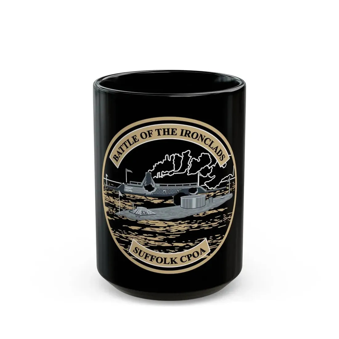 Suffolk Battle of the Iron Clads (U.S. Navy) Black Coffee Mug 15oz - Go Mug Yourself