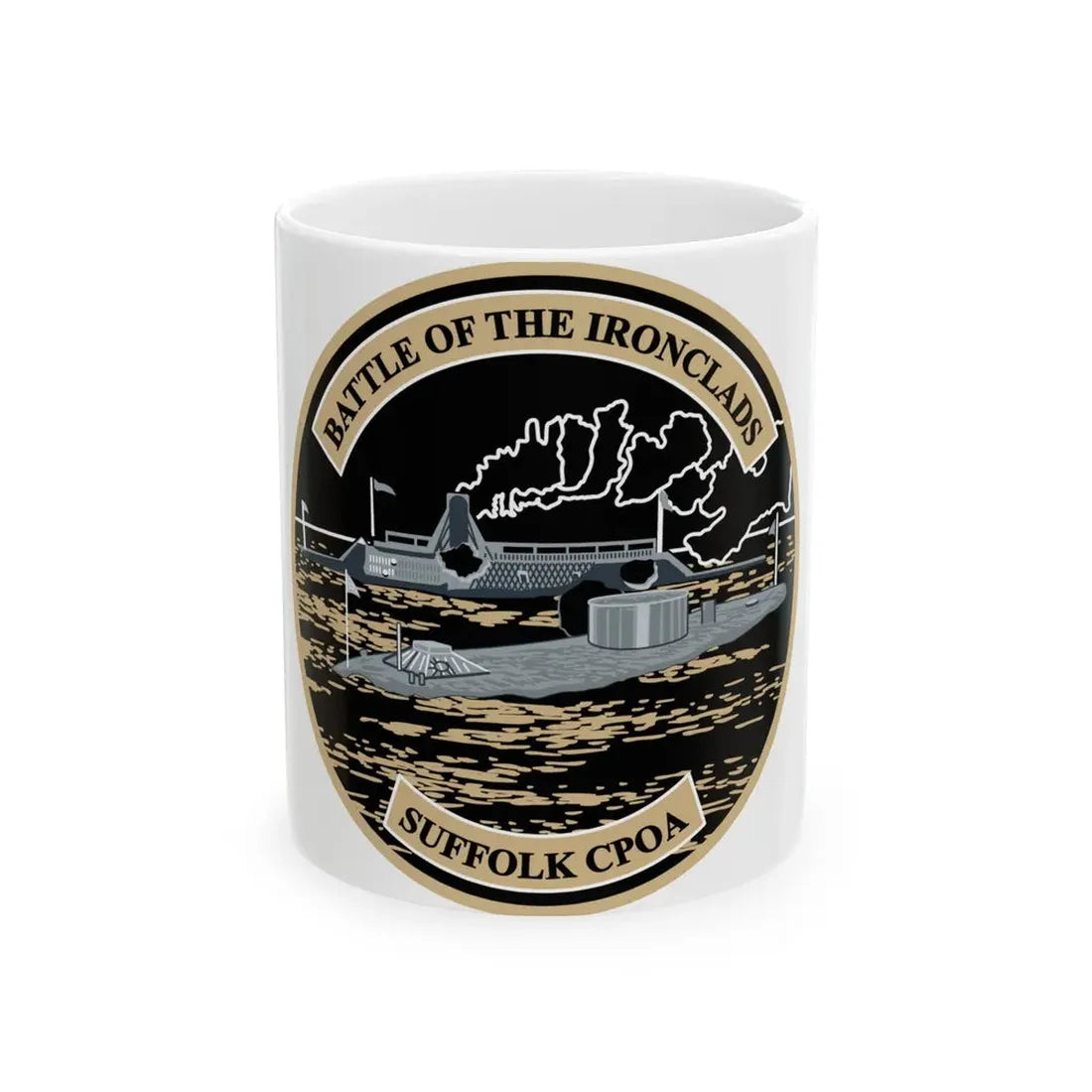 Suffolk Battle of the Iron Clads (U.S. Navy) White Coffee Mug 11oz - Go Mug Yourself