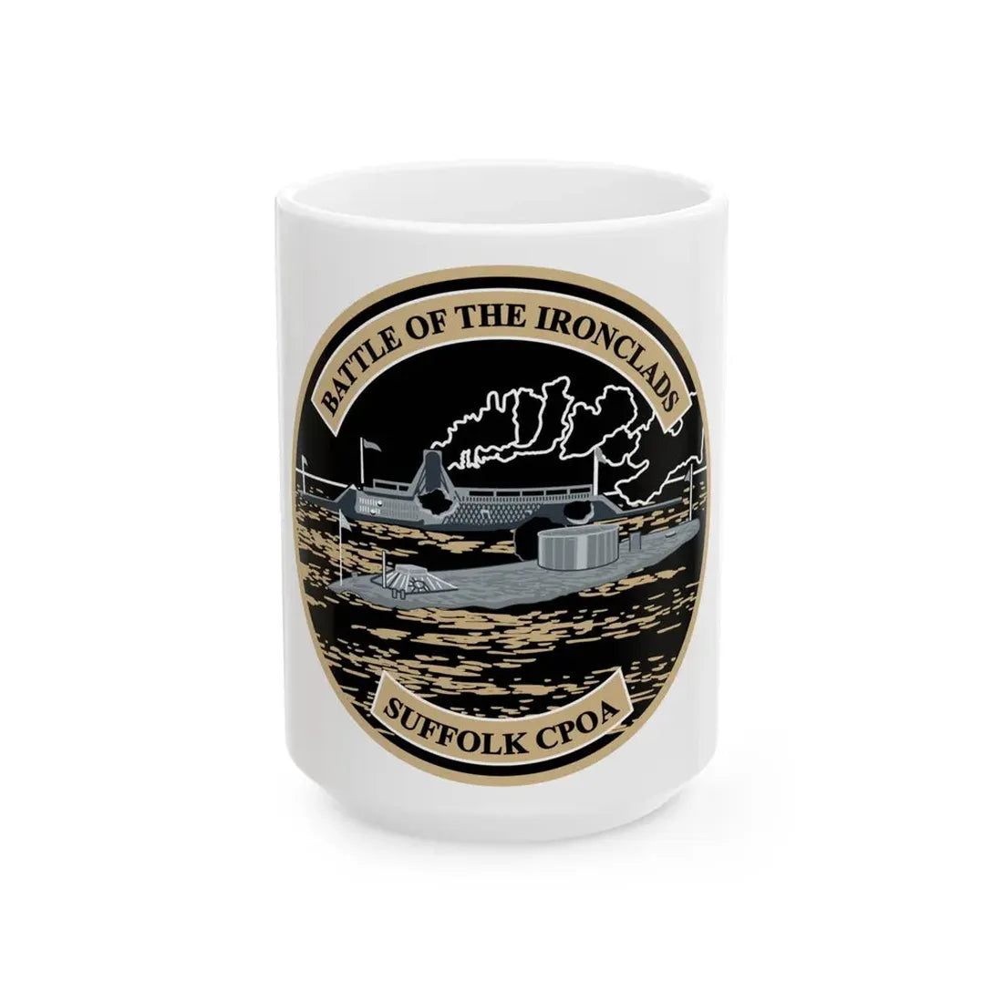 Suffolk Battle of the Iron Clads (U.S. Navy) White Coffee Mug 15oz - Go Mug Yourself