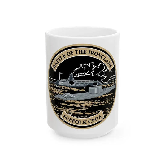 Suffolk Battle of the Iron Clads (U.S. Navy) White Coffee Mug 15oz - Go Mug Yourself