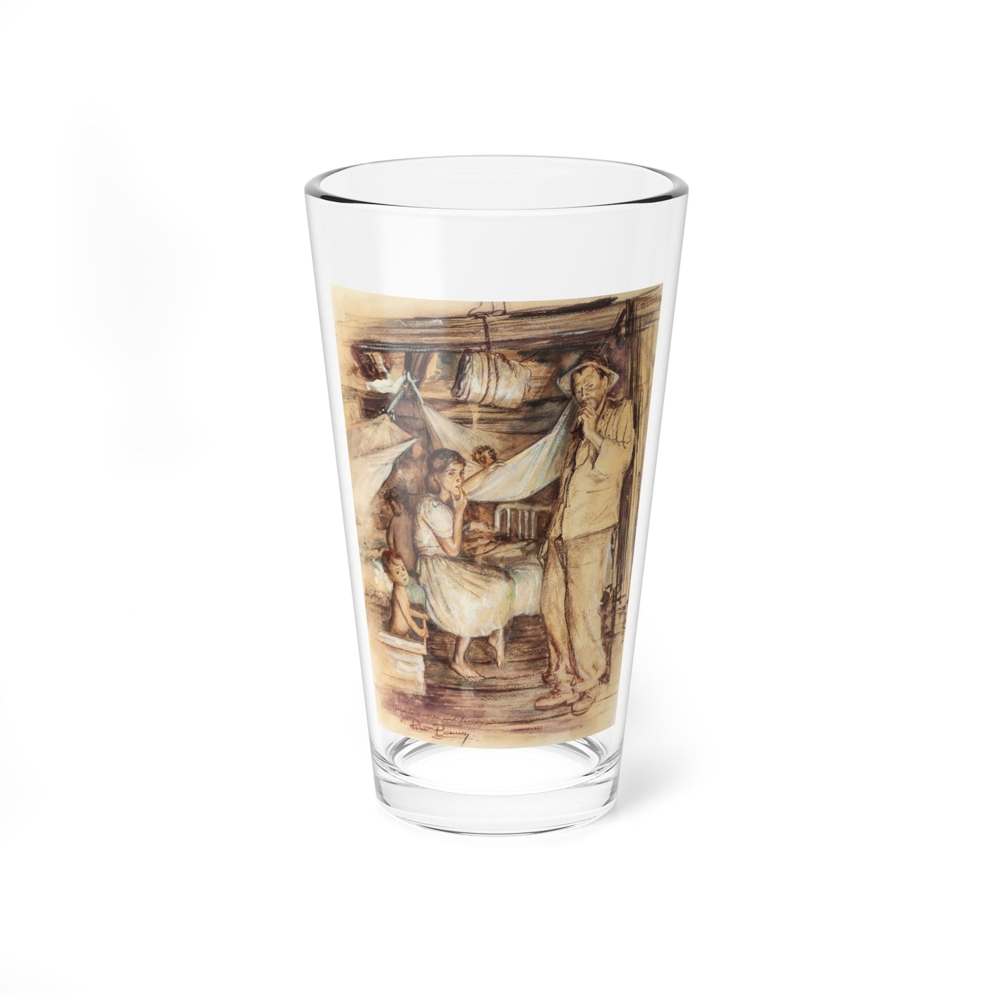 Sugar Cane Worker and Family, Puerto Rico (Magazine Illustration) Pint Glass 16oz-16oz-Go Mug Yourself