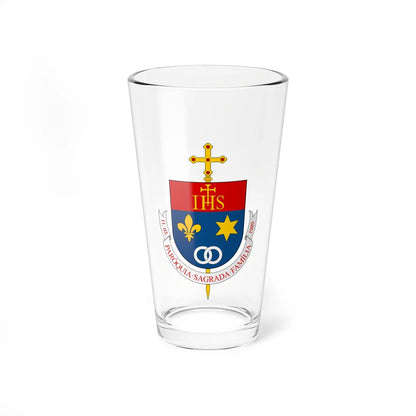 Sugestão de Brasão para a Paróquia Sagrada Família com Escudo Português (Brazil) (Coat of Arms) Pint Glass 16oz 16oz - Go Mug Yourself