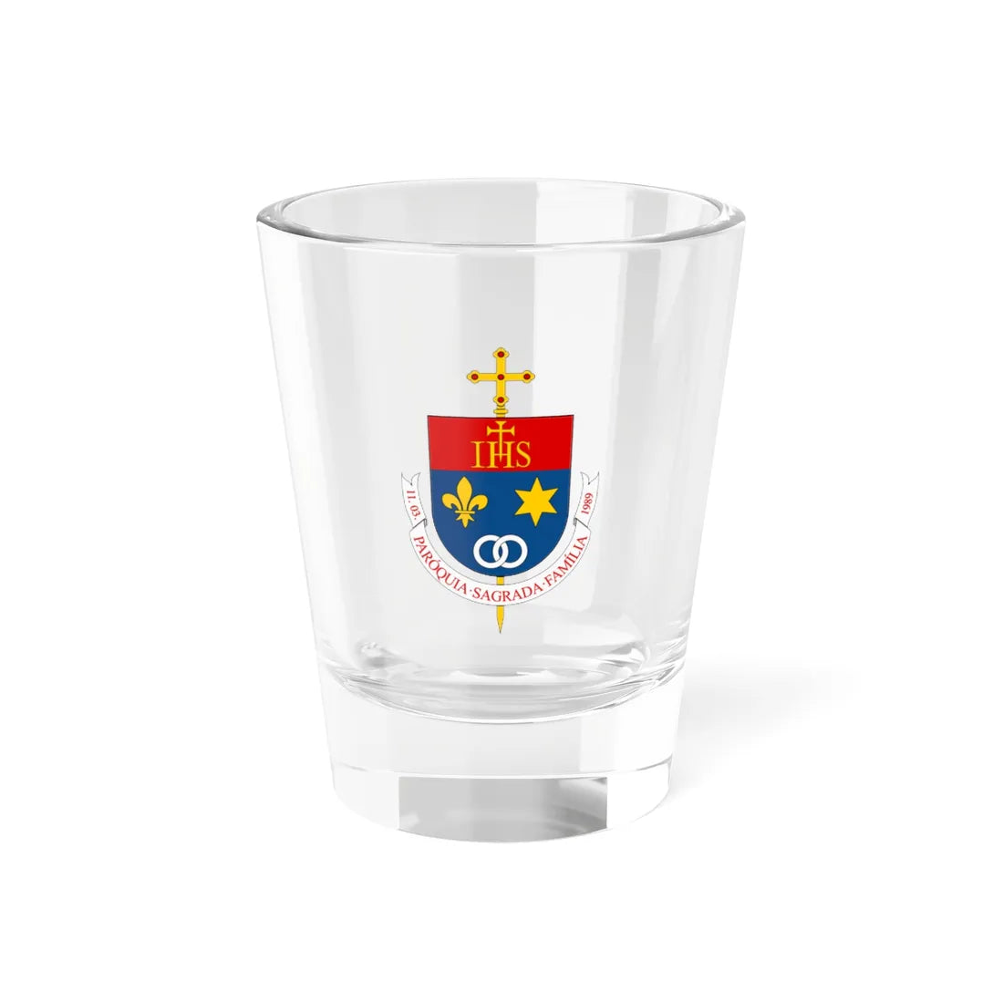 Sugestão de Brasão para a Paróquia Sagrada Família com Escudo Português (Brazil) (Coat of Arms) Shot Glass 1.5oz 1.5oz - Go Mug Yourself
