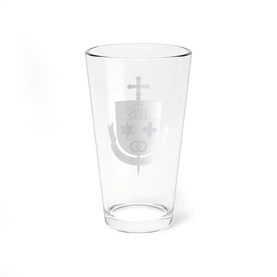 Sugestão de Brasão para a Paróquia Sagrada Família em Versão Monocromática (Brazil) (Coat of Arms) Pint Glass 16oz - Go Mug Yourself