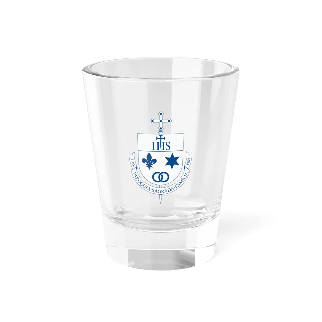 Sugestão de Brasão para a Paróquia Sagrada Família em Versão Monocromática (Brazil) (Coat of Arms) Shot Glass 1.5oz 1.5oz - Go Mug Yourself