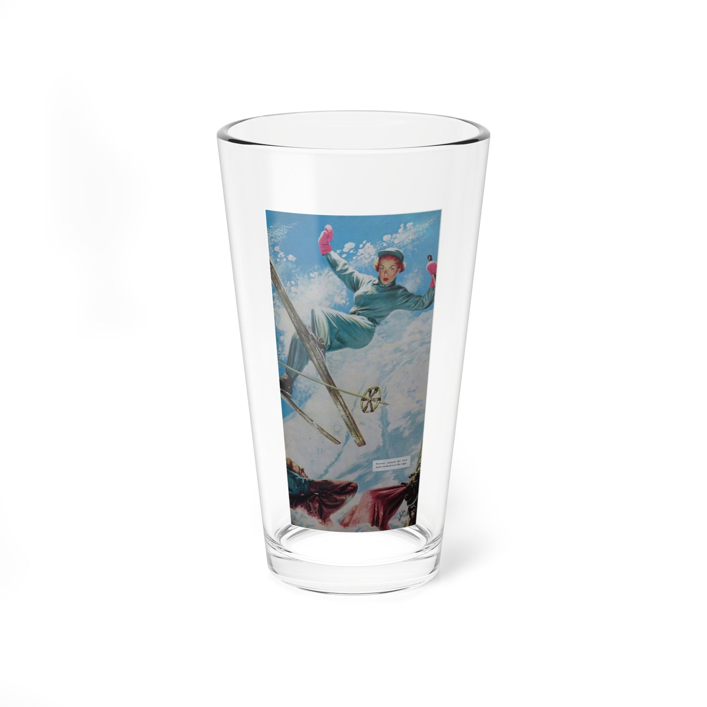 Suicide On Skis by D. K. Findley, 1950s (Magazine Illustration) Pint Glass 16oz-16oz-Go Mug Yourself