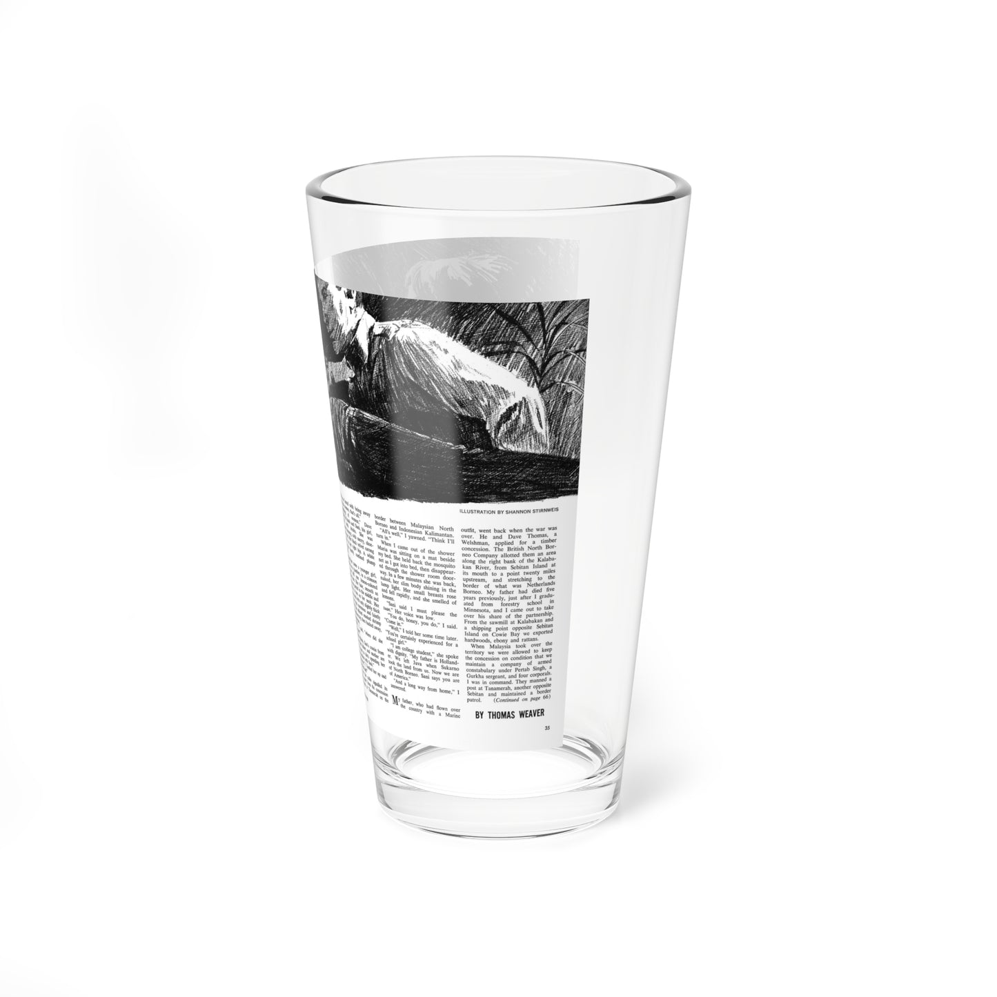 Sukarno's Jungle Jezebels, Adventure, April 1965 (Magazine Illustration) Pint Glass 16oz-Go Mug Yourself