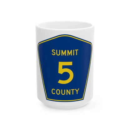 Summit County 5 (Ohio) (Road Sign) White Coffee Mug 15oz - Go Mug Yourself