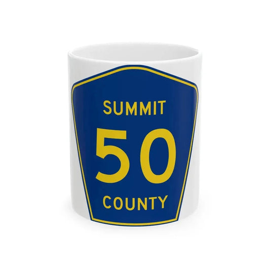 Summit County 50 (Ohio) (Road Sign) White Coffee Mug 11oz - Go Mug Yourself