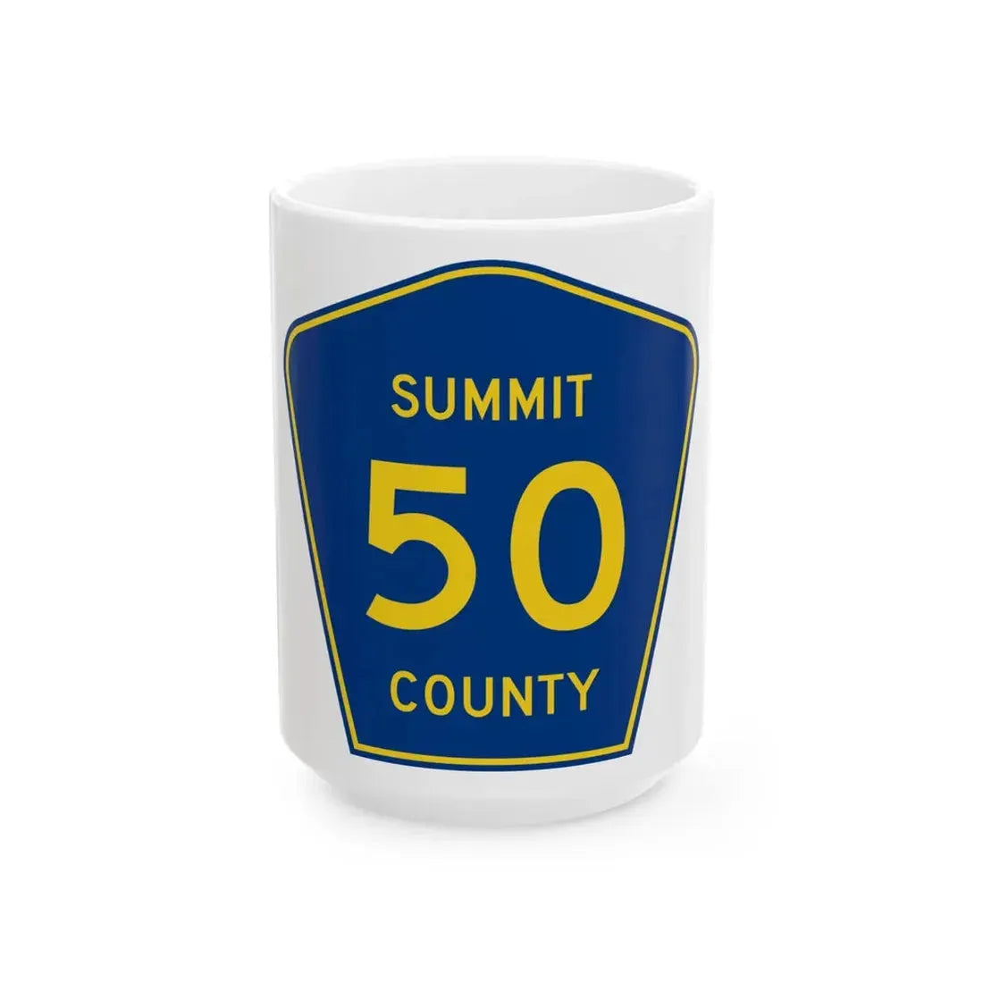 Summit County 50 (Ohio) (Road Sign) White Coffee Mug 15oz - Go Mug Yourself