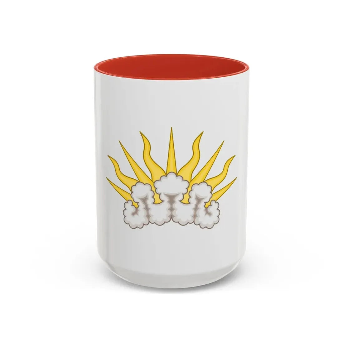 Sunburst Badge - Accent Coffee Mug 15oz Red - Go Mug Yourself