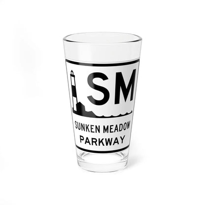 Sunken Meadow Pkwy Shield (New York) (Road Sign) Pint Glass 16oz - Go Mug Yourself