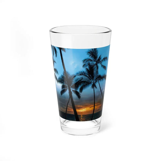 Sunset in the Palm Trees (Magazine Illustration) Pint Glass 16oz-16oz-Go Mug Yourself