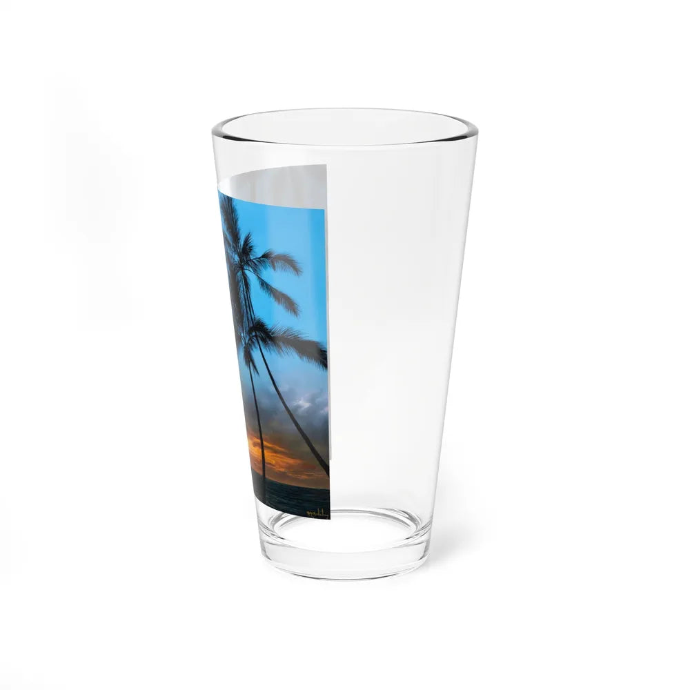 Sunset in the Palm Trees (Magazine Illustration) Pint Glass 16oz-Go Mug Yourself