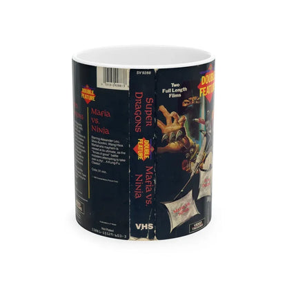 SUPER DRAGONS AND MAFIA VS NINJA (VHS COVER) - White Coffee Mug 11oz - Go Mug Yourself
