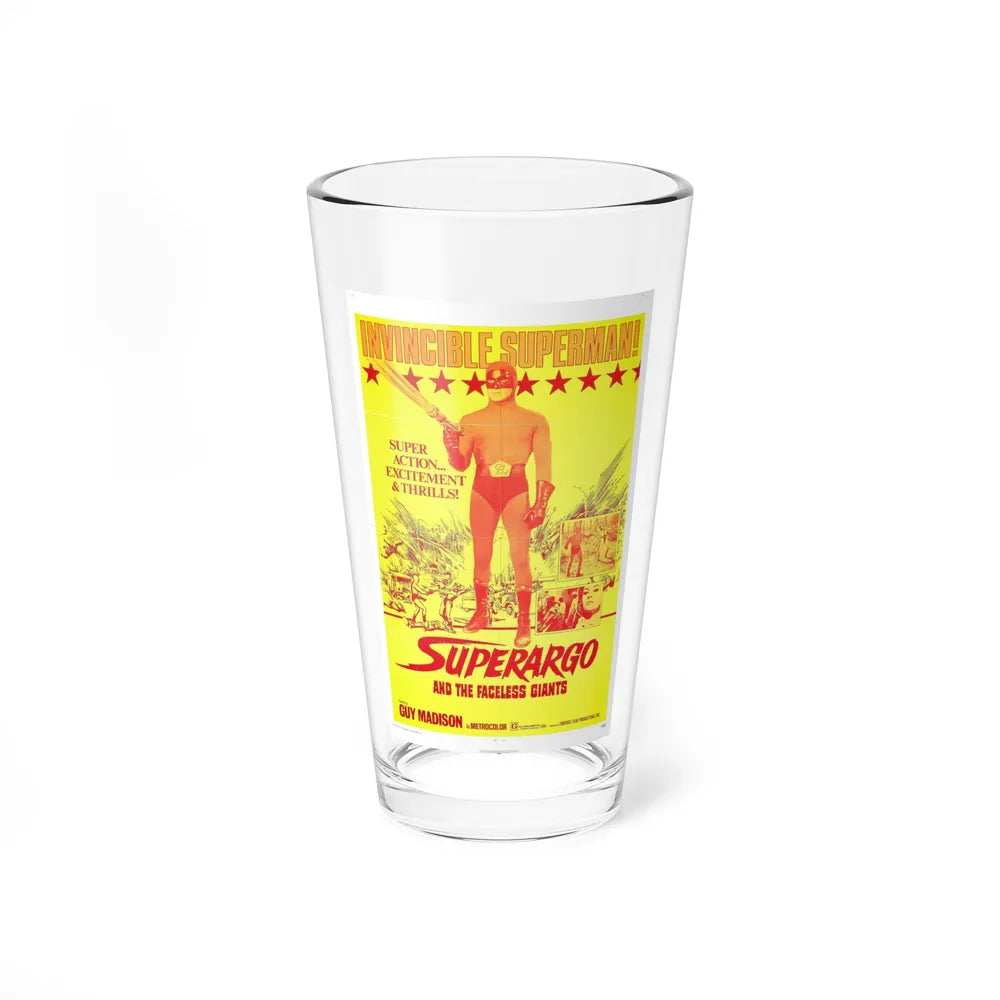 SUPERARGO AND THE FACELESS GIANTS 1968 Movie Poster - Pint Glass 16oz-16oz-Go Mug Yourself